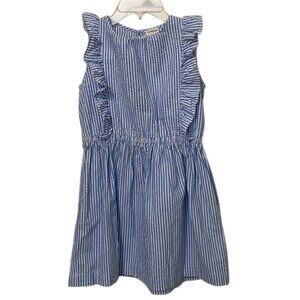 J. Crew Crewcuts Blue and White Seersucker Dress Girls Size 8 Preppy Ruffles